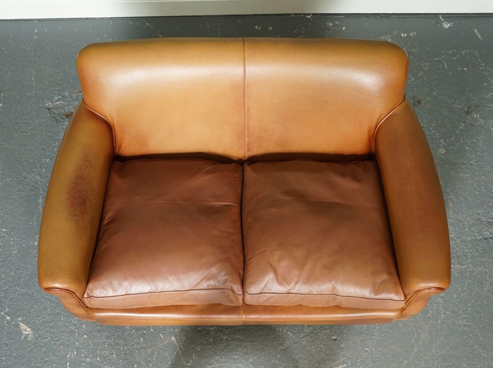 British Vintage Tetrad Wessex Distressed Petite Leather Club Sofa