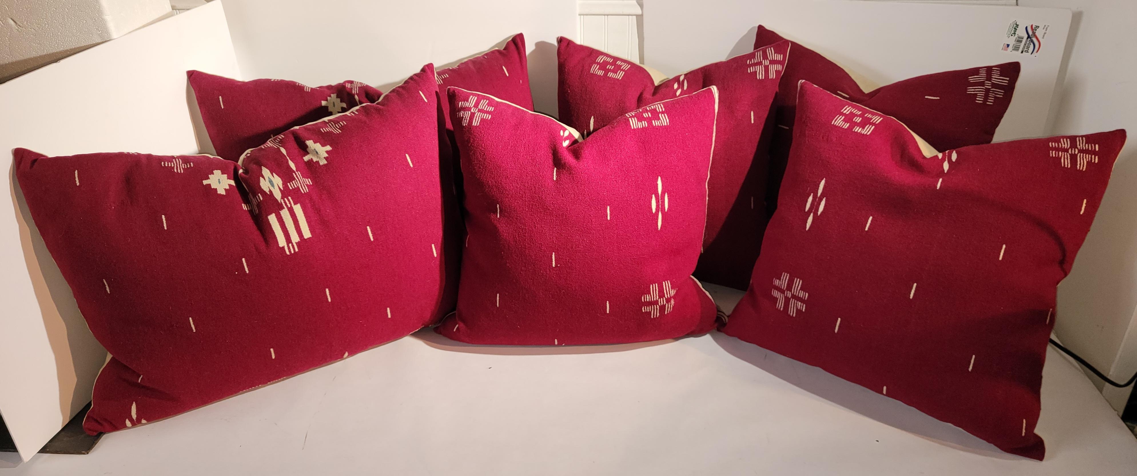 Wonderful Magenta Texcoco pillows. These attractive Texcoco pillows have been professionally laundered and are filled with custom down and feather insert. Sold in Pairs.