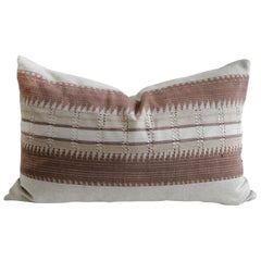 Vintage Textile and Belgian Linen Lumbar Pillow