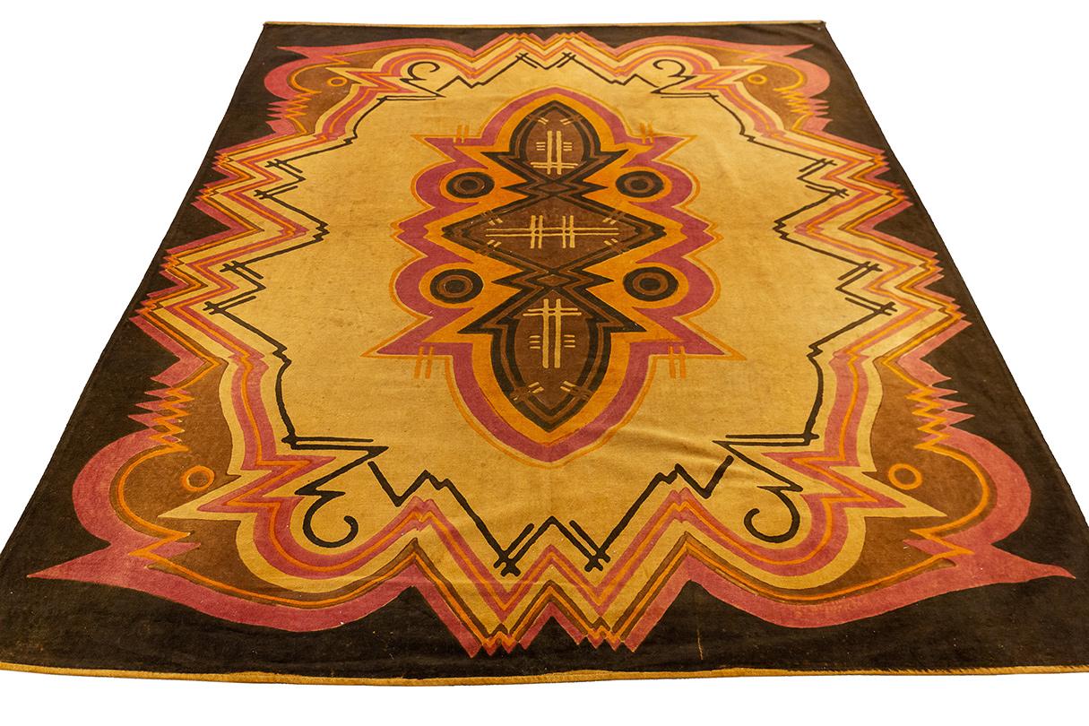 Art Deco Vintage Textile Wall Hanging Printed For Sale
