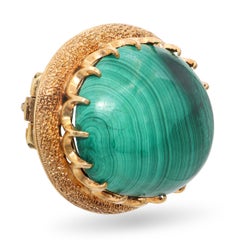 Spilla in malachite d'epoca in oro giallo 14 ct.