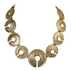 Vintage Textured Circle Link Necklace