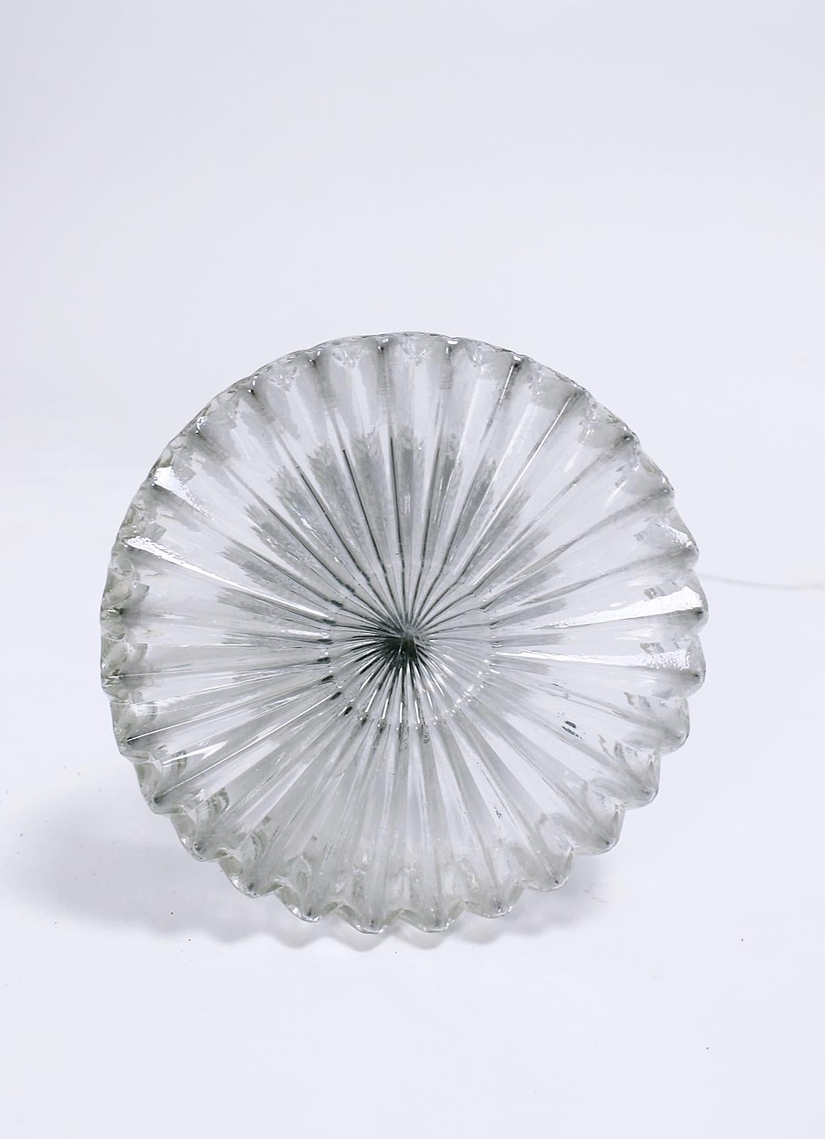 Metal Vintage Textured Glass Pendant Lamp Germany, 1950s For Sale