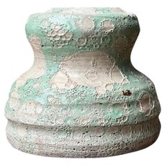 Vintage Textured Green Ceramic Vase