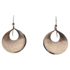 Vintage Textured Oval Silvertone Earrings