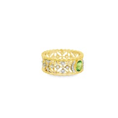 Vintage-Ring aus strukturiertem, zweifarbigem 925er Sterlingsilber mit Peridot