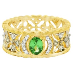 Vintage-Ring aus strukturiertem, zweifarbigem 925er Sterlingsilber mit Peridot
