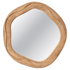 Vintage Textured Woven Rattan Mirror