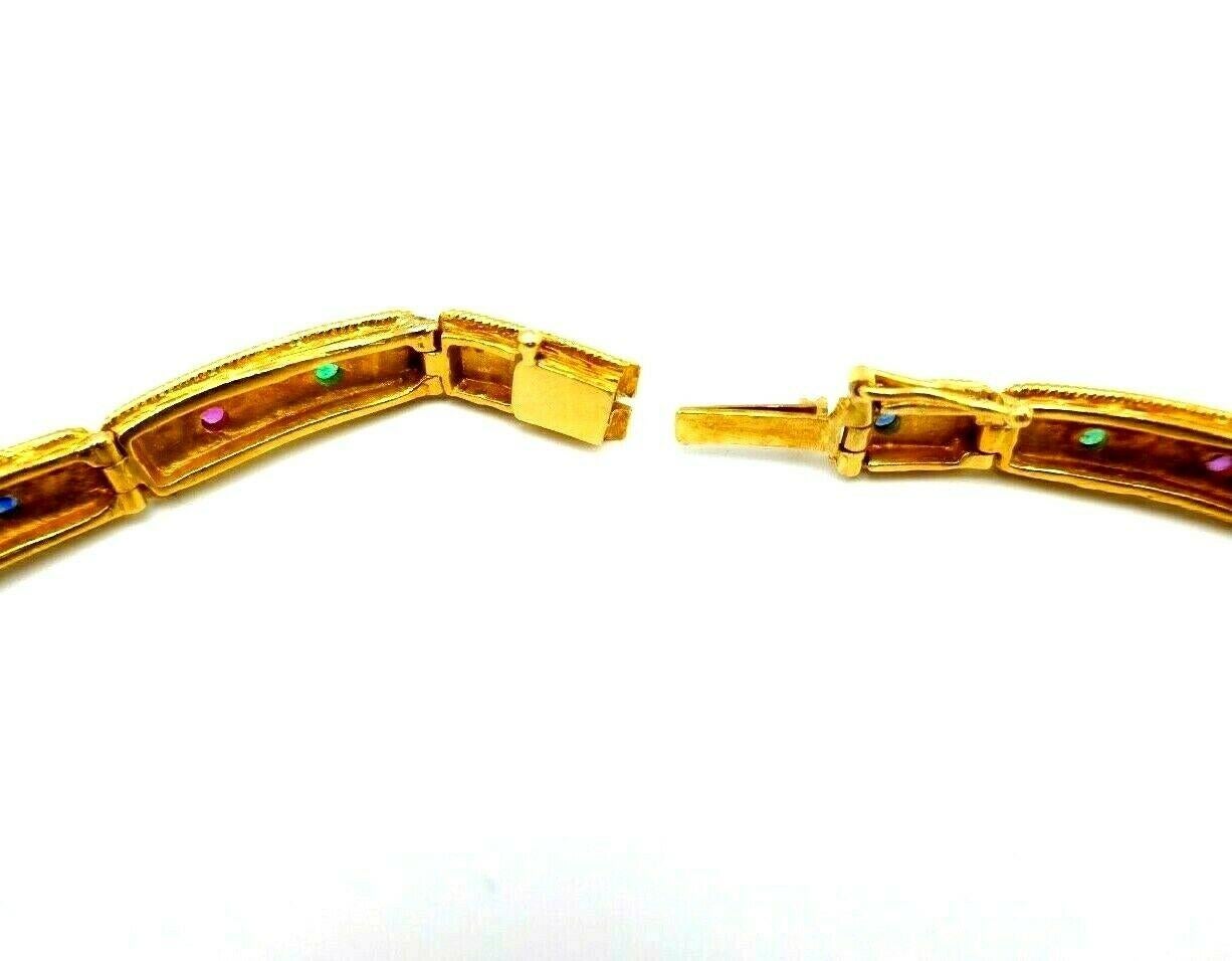 Vintage Textured Yellow Gold Gemstones Collar Necklace In Excellent Condition For Sale In Beverly Hills, CA