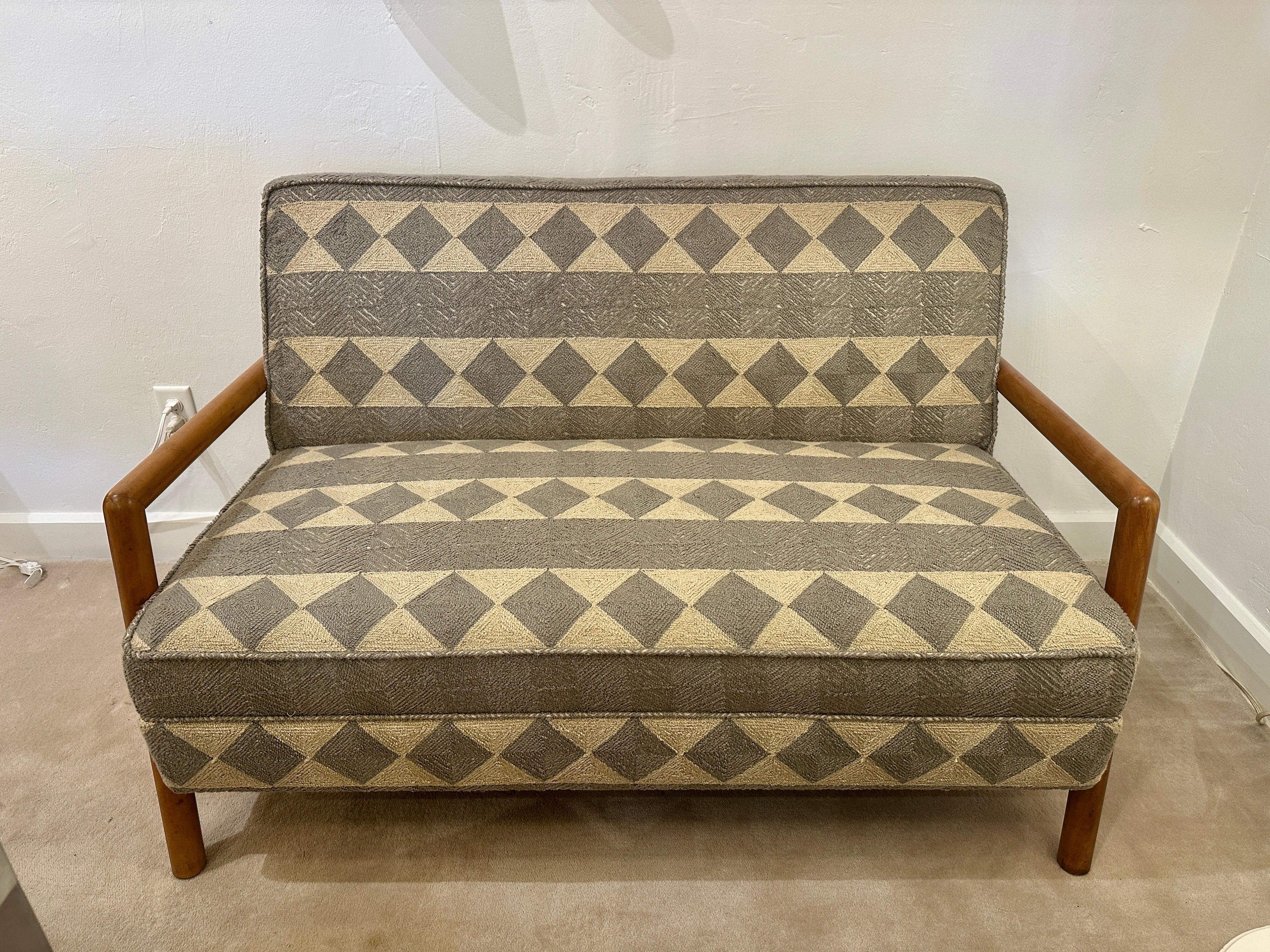 American Vintage T.H. Robsjohn Gibbings Bleached Walnut Sofa for Widdicomb For Sale