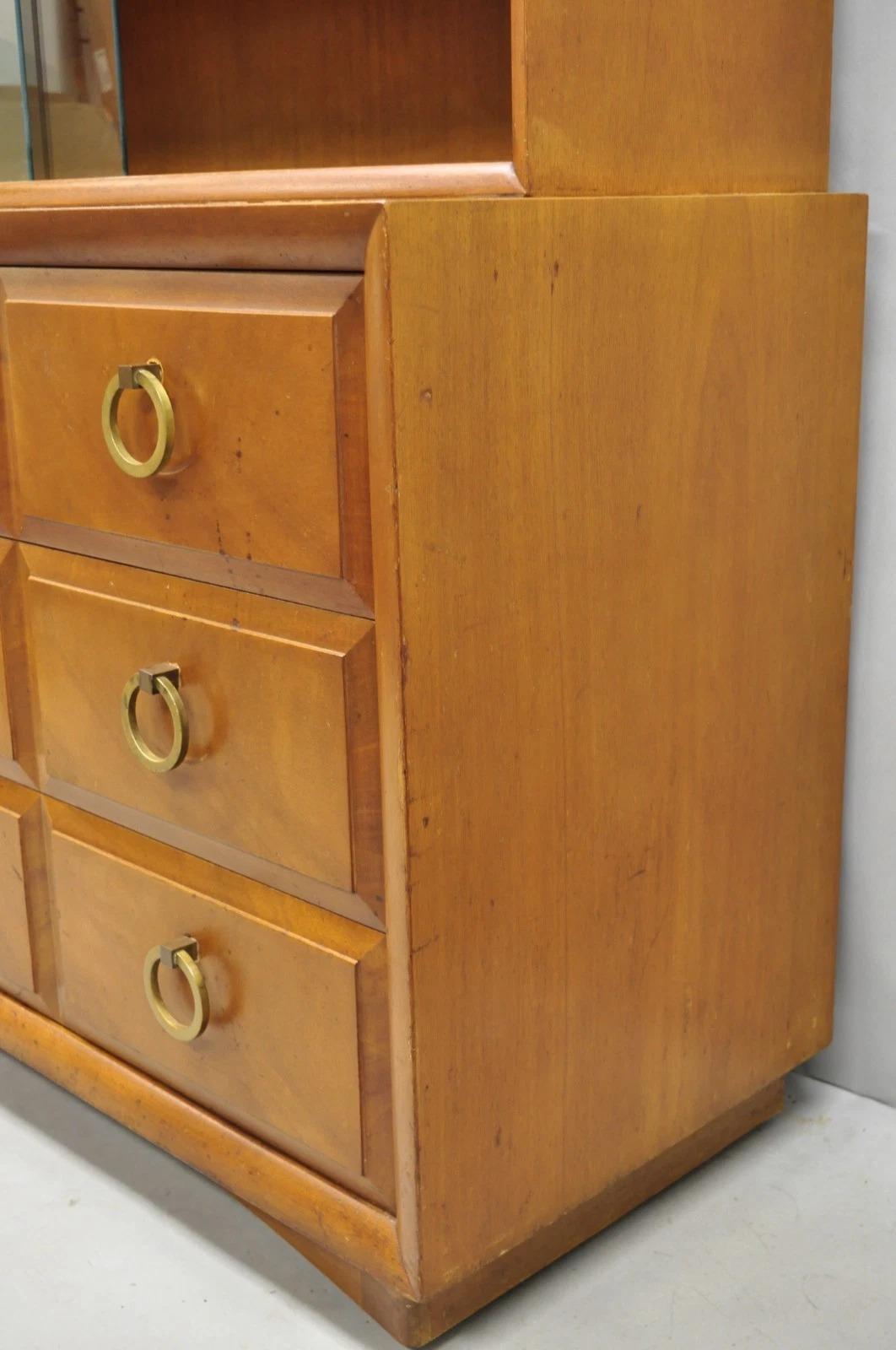 Vintage T.H. Robsjohn Gibbings para Widdicomb Vajilla de caoba con anillo de latón en venta 10