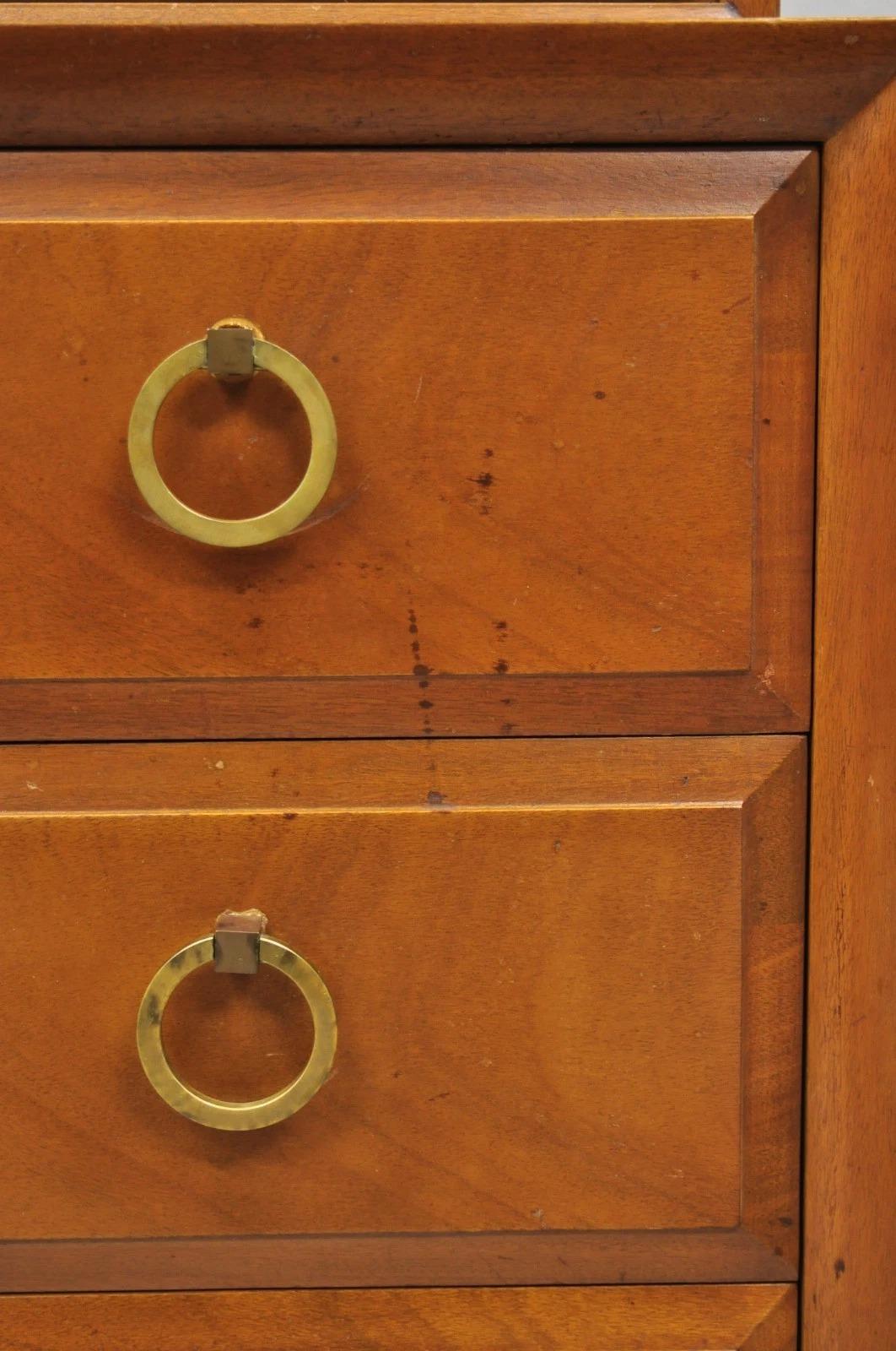 Vintage T.H. Robsjohn Gibbings para Widdicomb Vajilla de caoba con anillo de latón Latón en venta