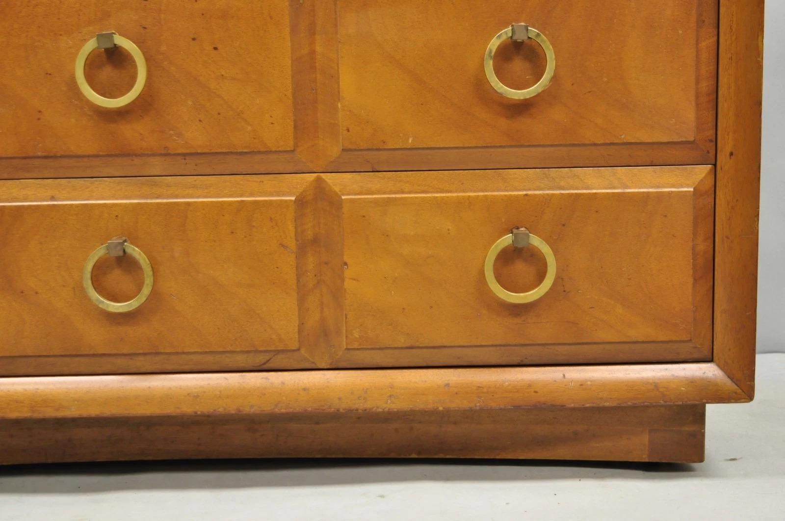 Vintage T.H. Robsjohn Gibbings para Widdicomb Vajilla de caoba con anillo de latón en venta 1