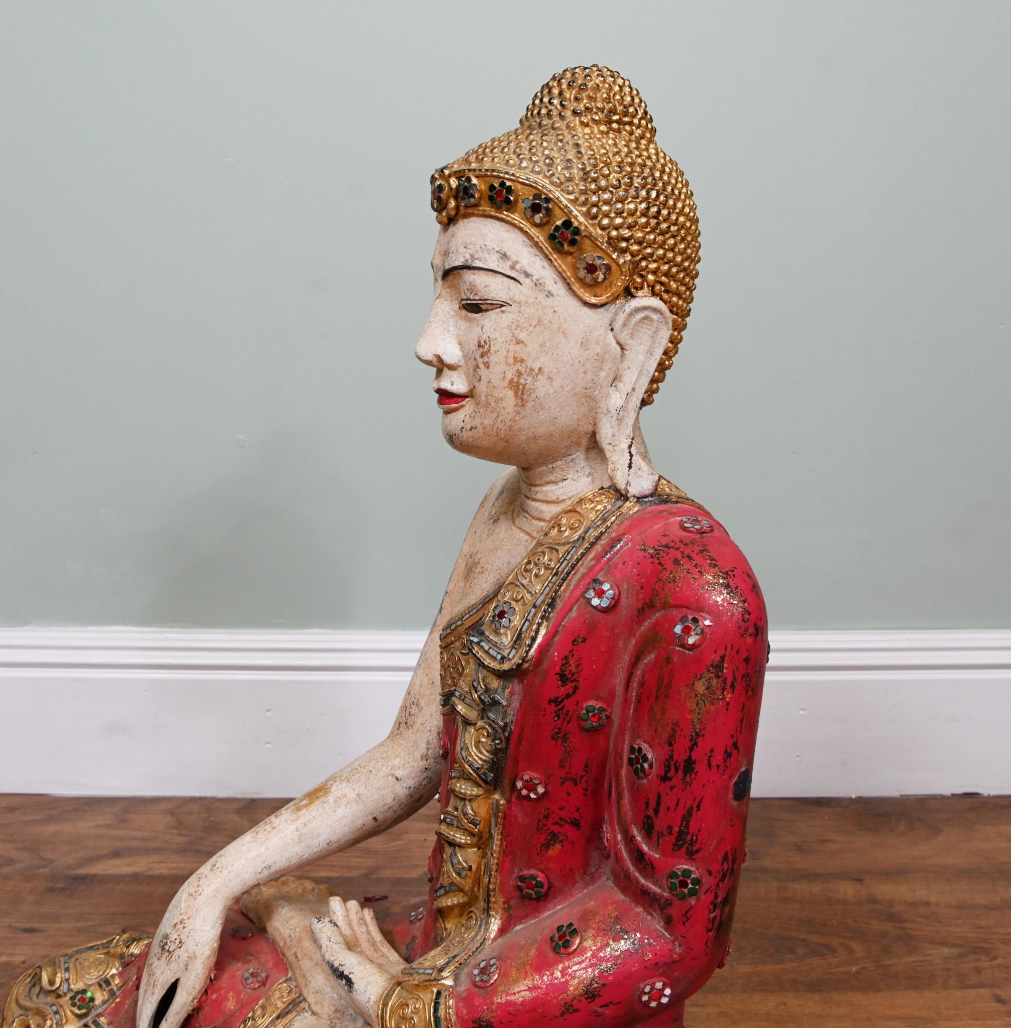 Vintage Thai Estatua de Buda Postura de Meditación Budismo Budista en venta 5