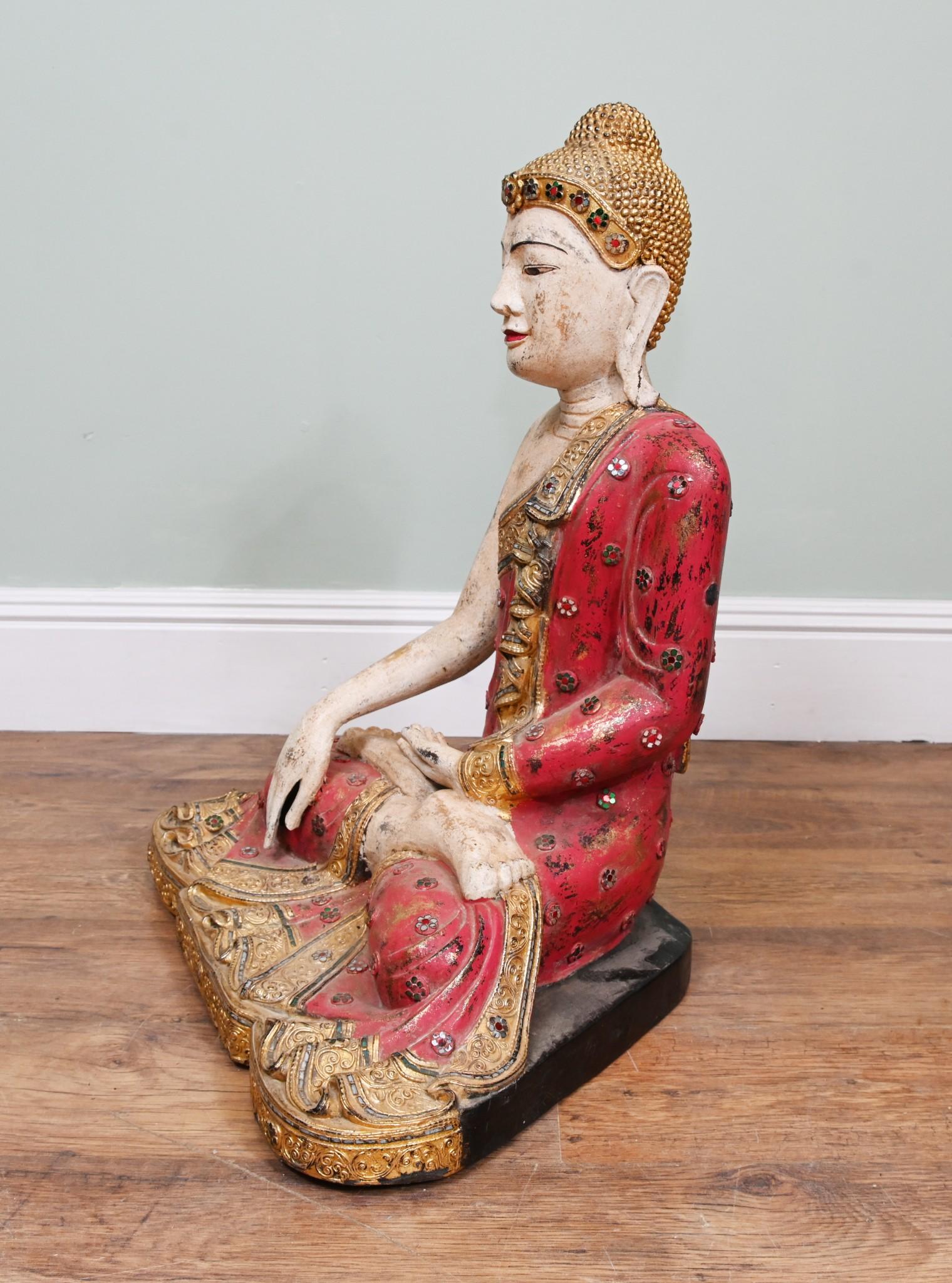 Vintage Thai Estatua de Buda Postura de Meditación Budismo Budista en venta 6