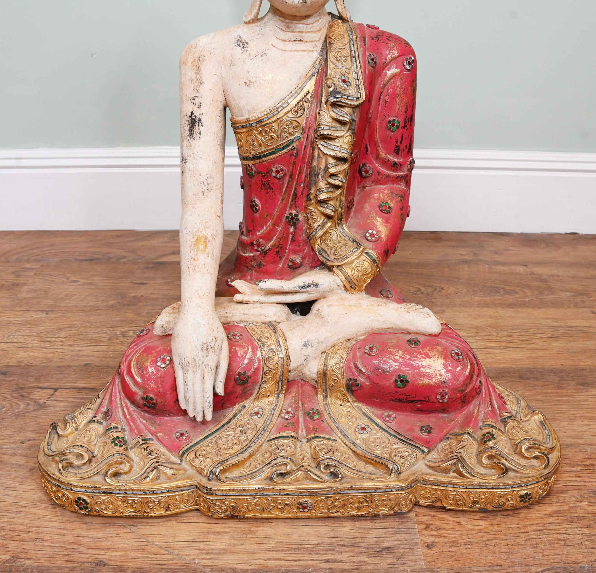Vintage Thai Estatua de Buda Postura de Meditación Budismo Budista en venta 7