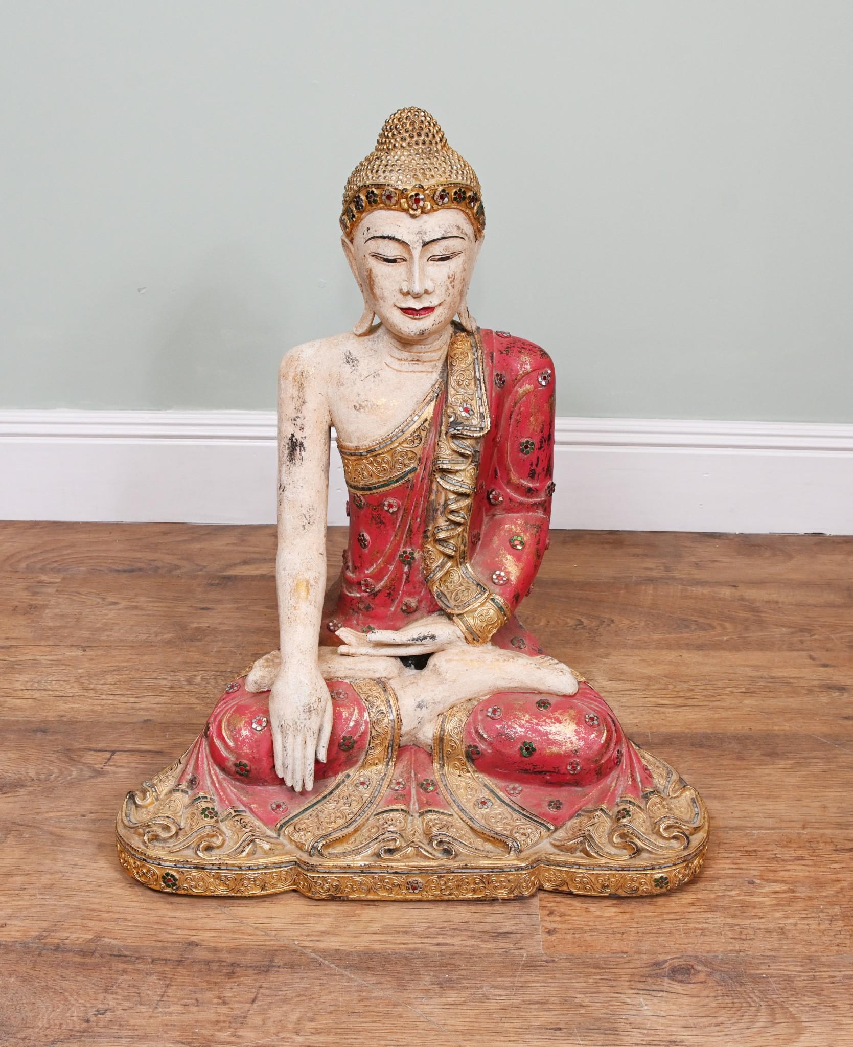 Vintage Thai Estatua de Buda Postura de Meditación Budismo Budista en venta 9