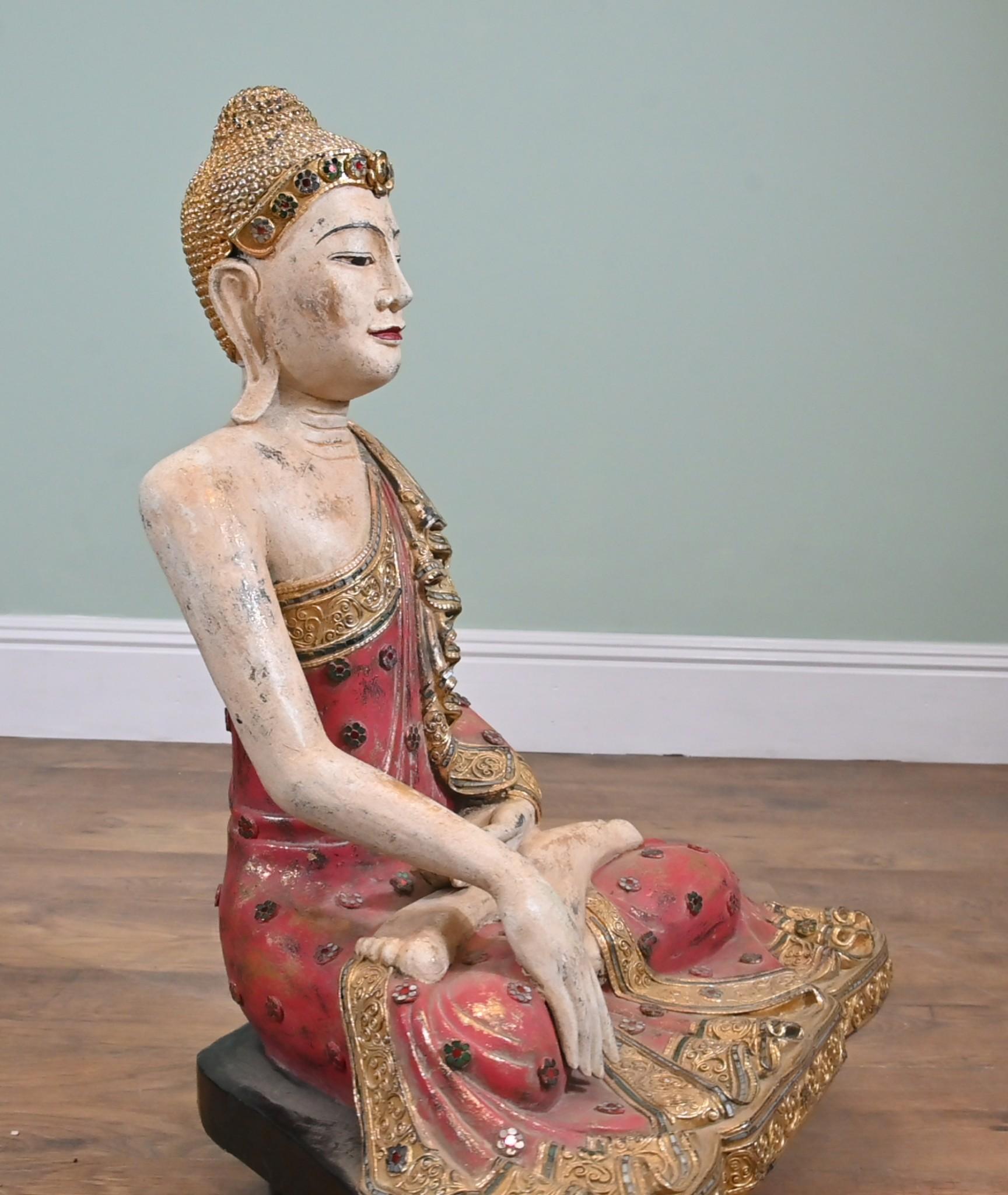 Vintage Thai Estatua de Buda Postura de Meditación Budismo Budista mediados del siglo XX en venta