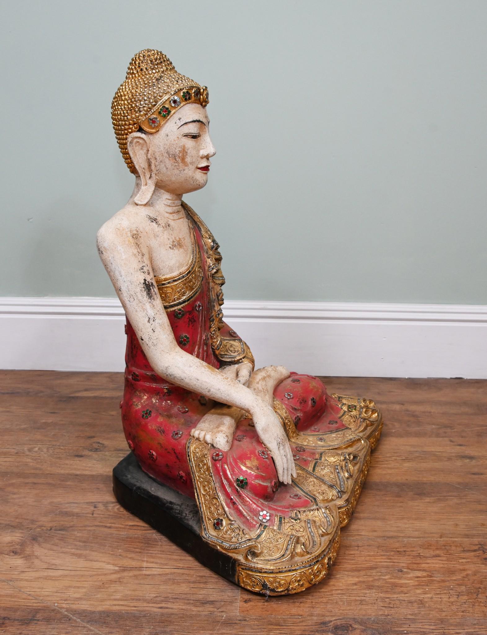 Vintage Thai Estatua de Buda Postura de Meditación Budismo Budista Mármol en venta