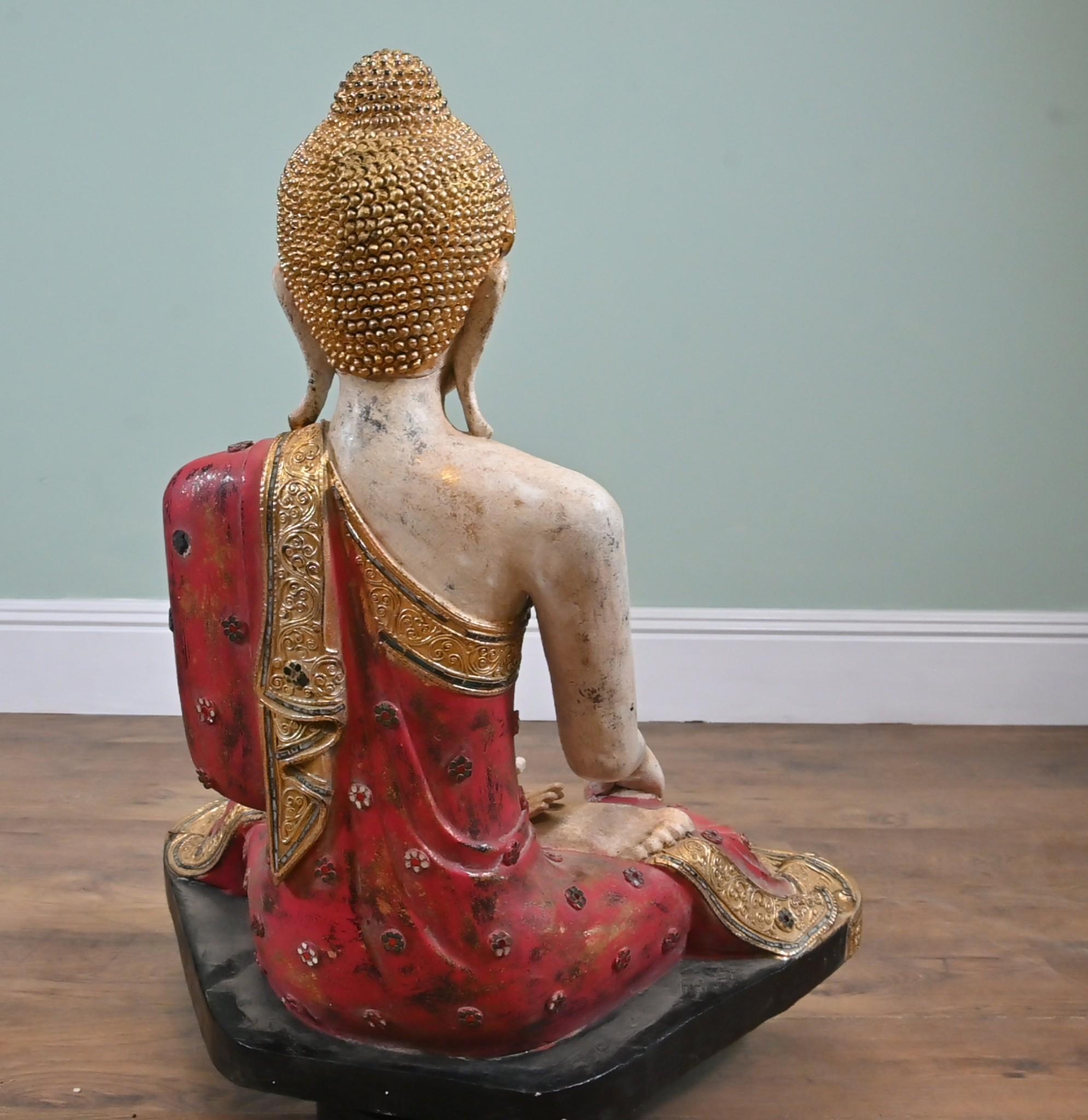 Vintage Thai Estatua de Buda Postura de Meditación Budismo Budista en venta 1