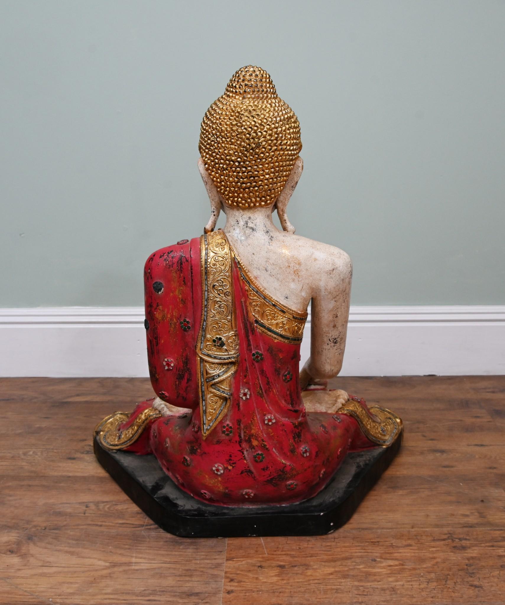 Vintage Thai Estatua de Buda Postura de Meditación Budismo Budista en venta 2
