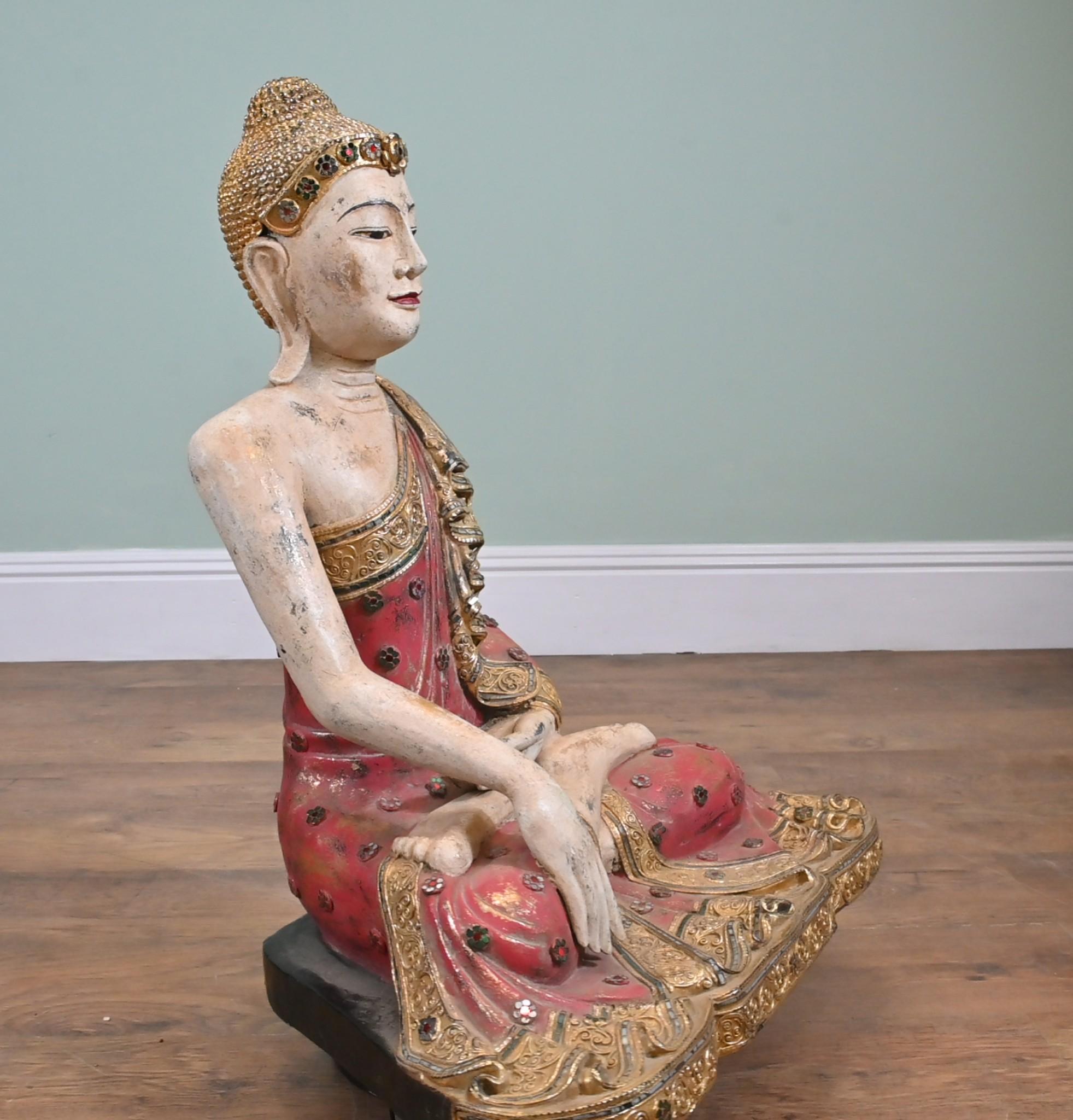 Vintage Thai Estatua de Buda Postura de Meditación Budismo Budista en venta 3