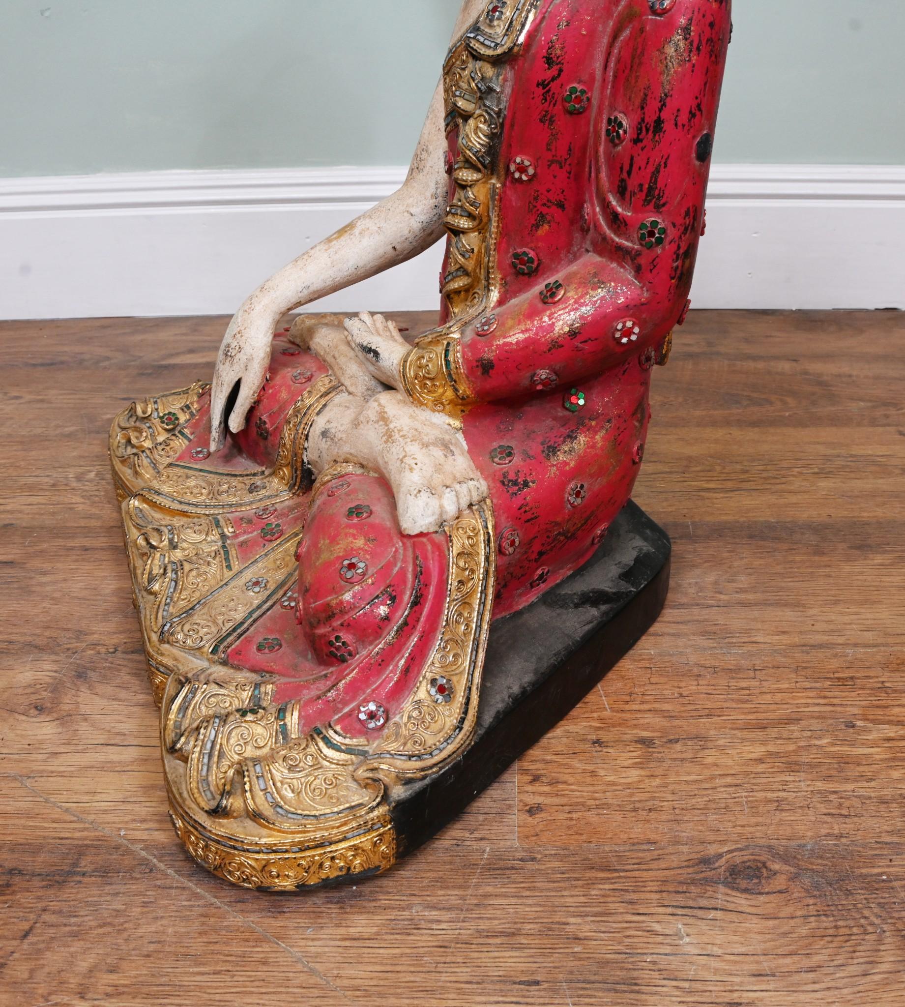 Vintage Thai Estatua de Buda Postura de Meditación Budismo Budista en venta 4