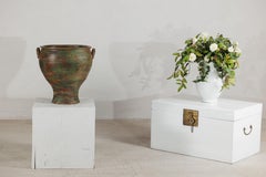 Fioriera d'epoca in ceramica tailandese con smalto patinato verde, marrone e rosso