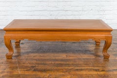 Vintage Thai Coffee Table with Waisted Top, Carved Apron and Cabriole Legs