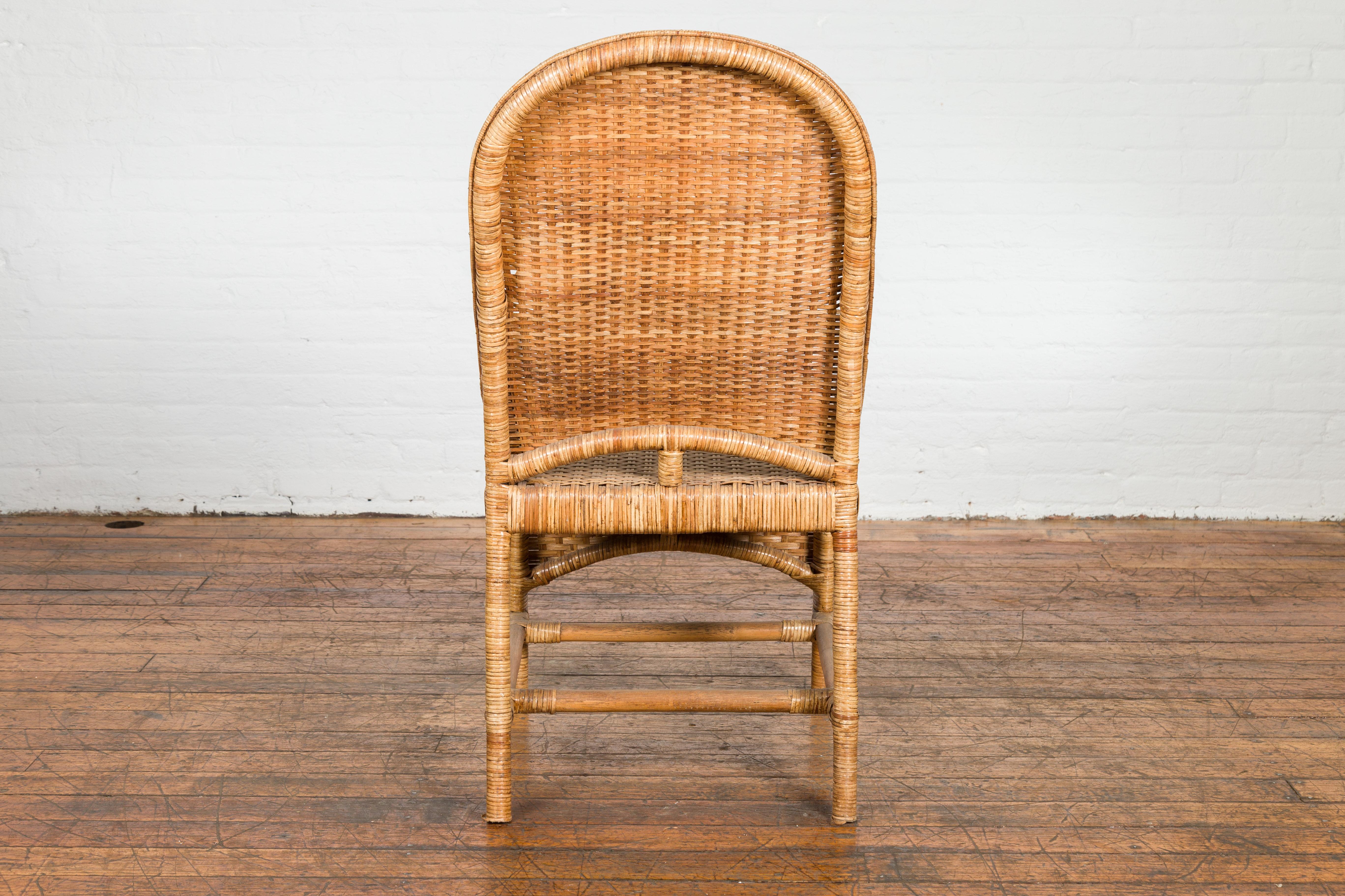 Vintage Country Style Rattan Chairs with Covered Front Aprons, Sold Each For Sale 4