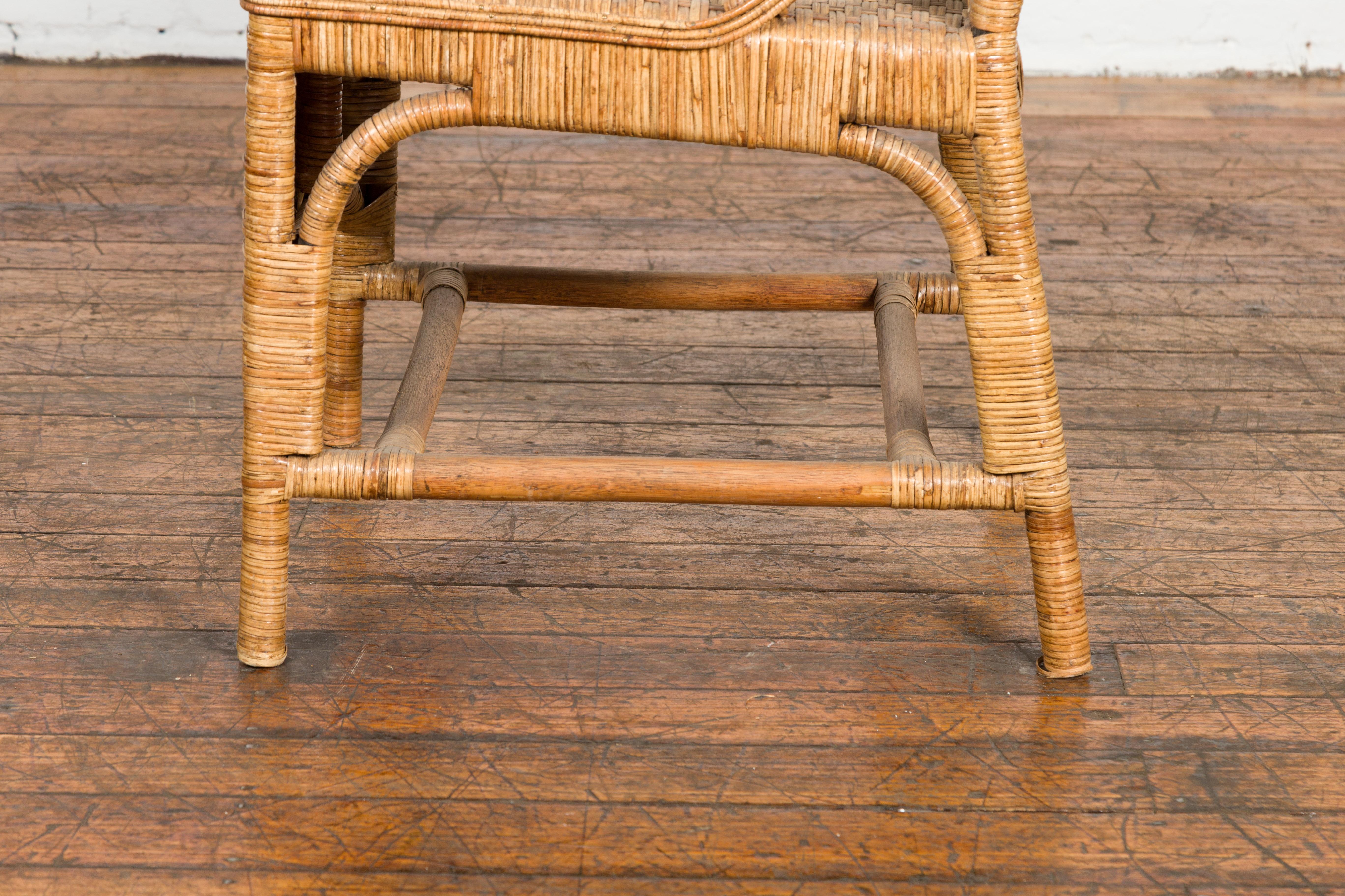 Vintage Country Style Rattan Chairs with Covered Front Aprons, Sold Each For Sale 6