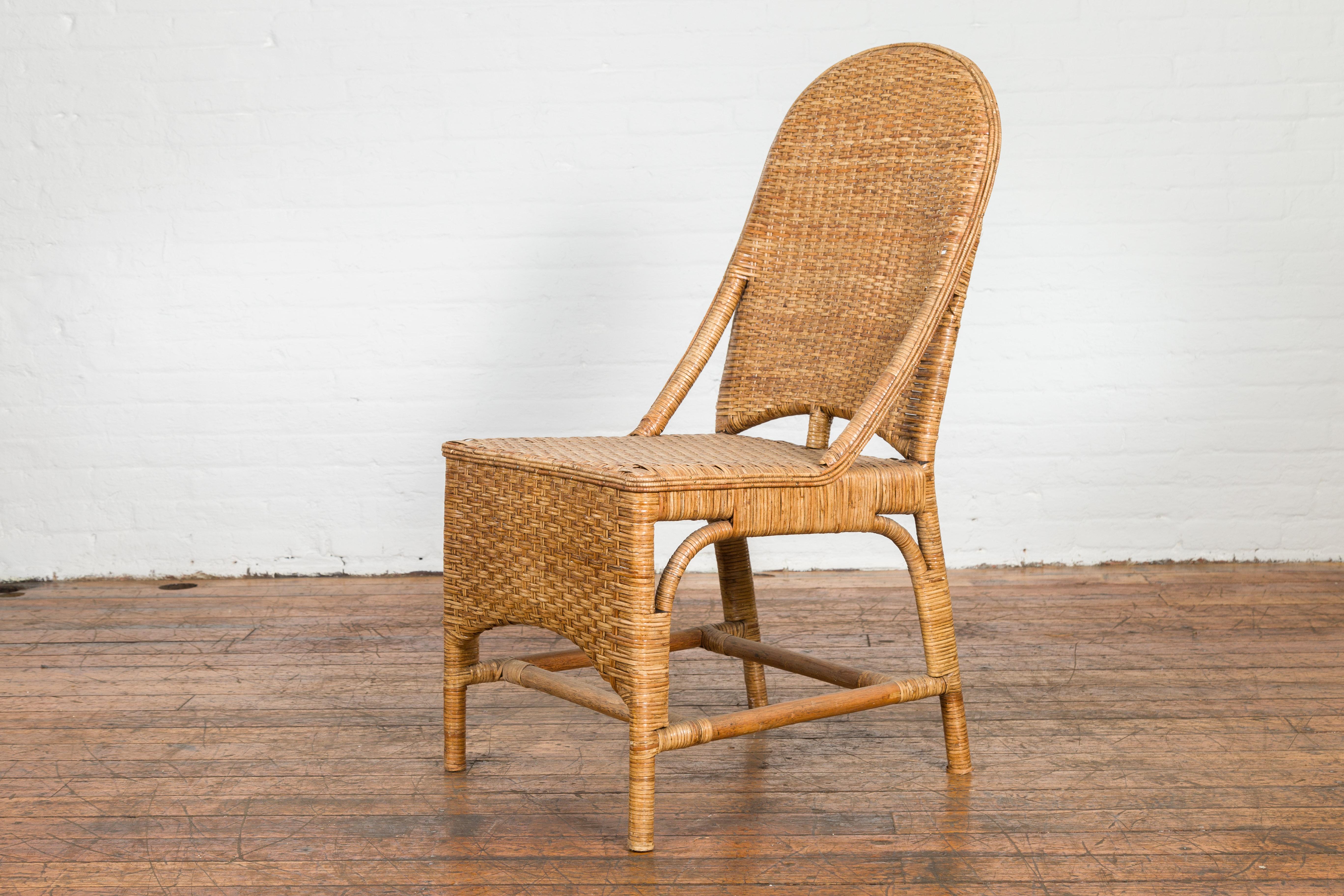Vintage Country Style Rattan Chairs with Covered Front Aprons, Sold Each For Sale 7