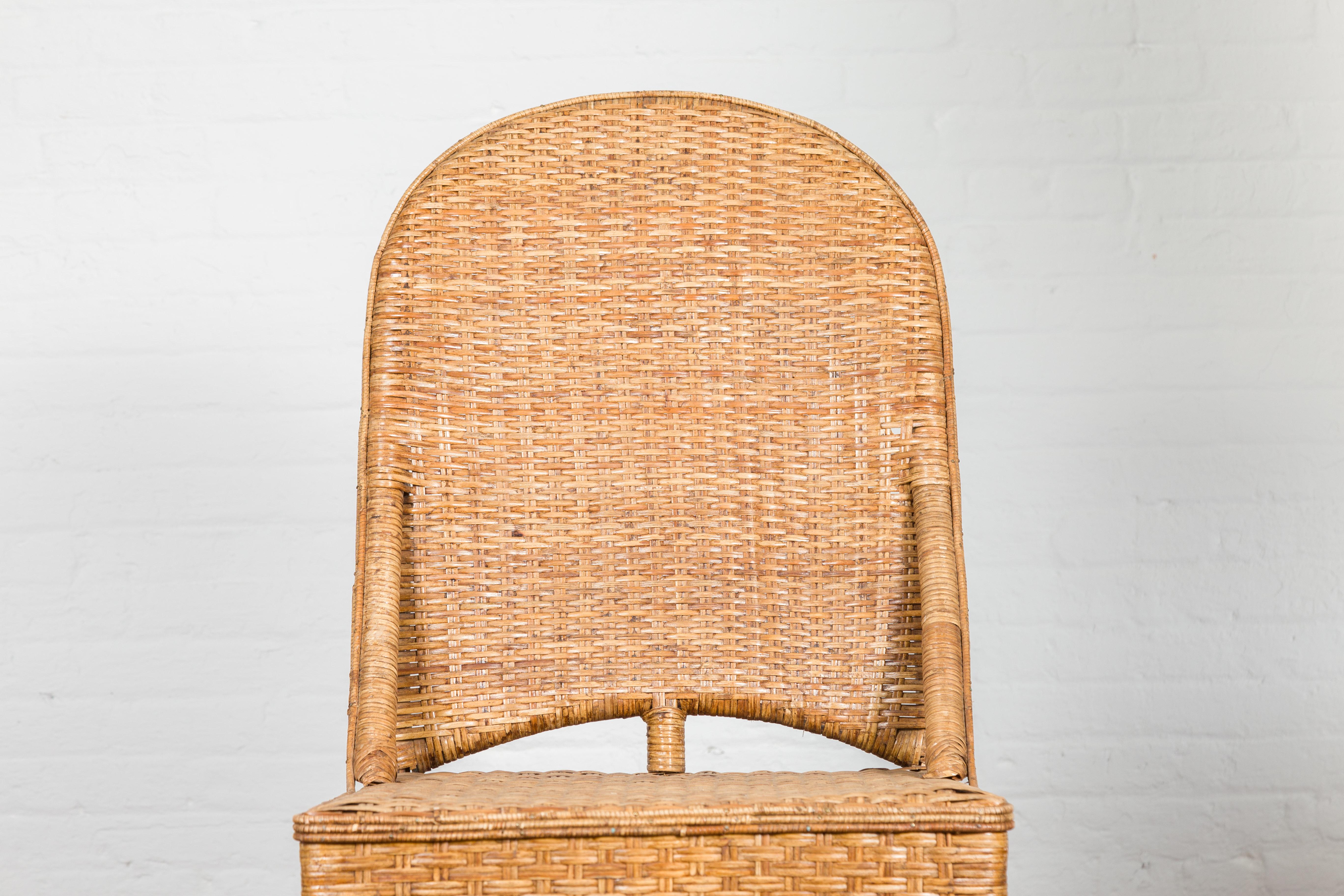 Vintage Country Style Rattan Chairs with Covered Front Aprons, Sold Each For Sale 1