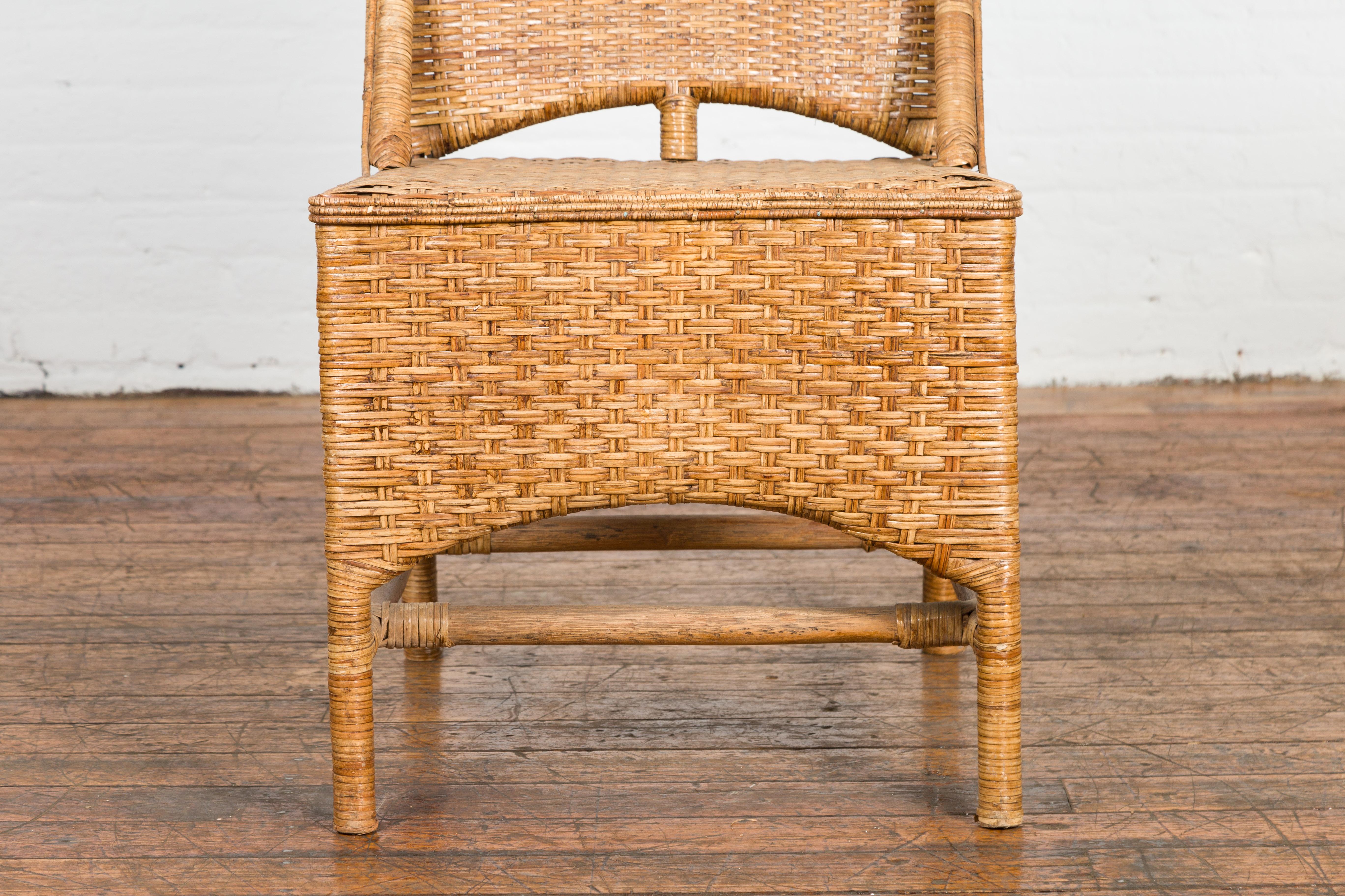 Vintage Country Style Rattan Chairs with Covered Front Aprons, Sold Each For Sale 2