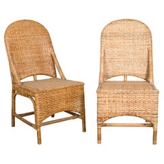 Vintage Country Style Rattan Chairs with Covered Front Aprons, Sold Each