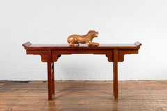 Vintage Thai Gilded and Carved Wooden Mythical Creature with Red Undertone