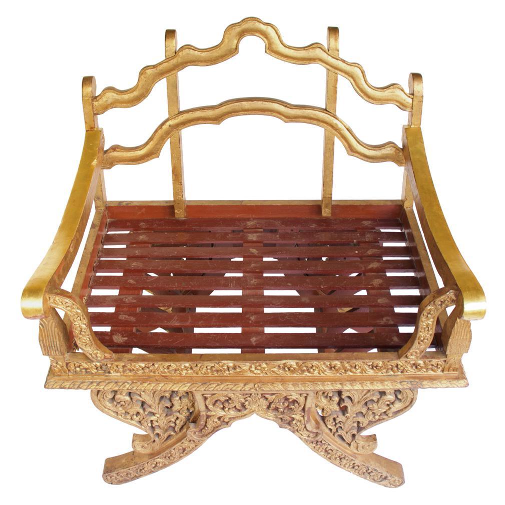 Gold Leaf Vintage Thai Howdah-style Meditation Chair For Sale