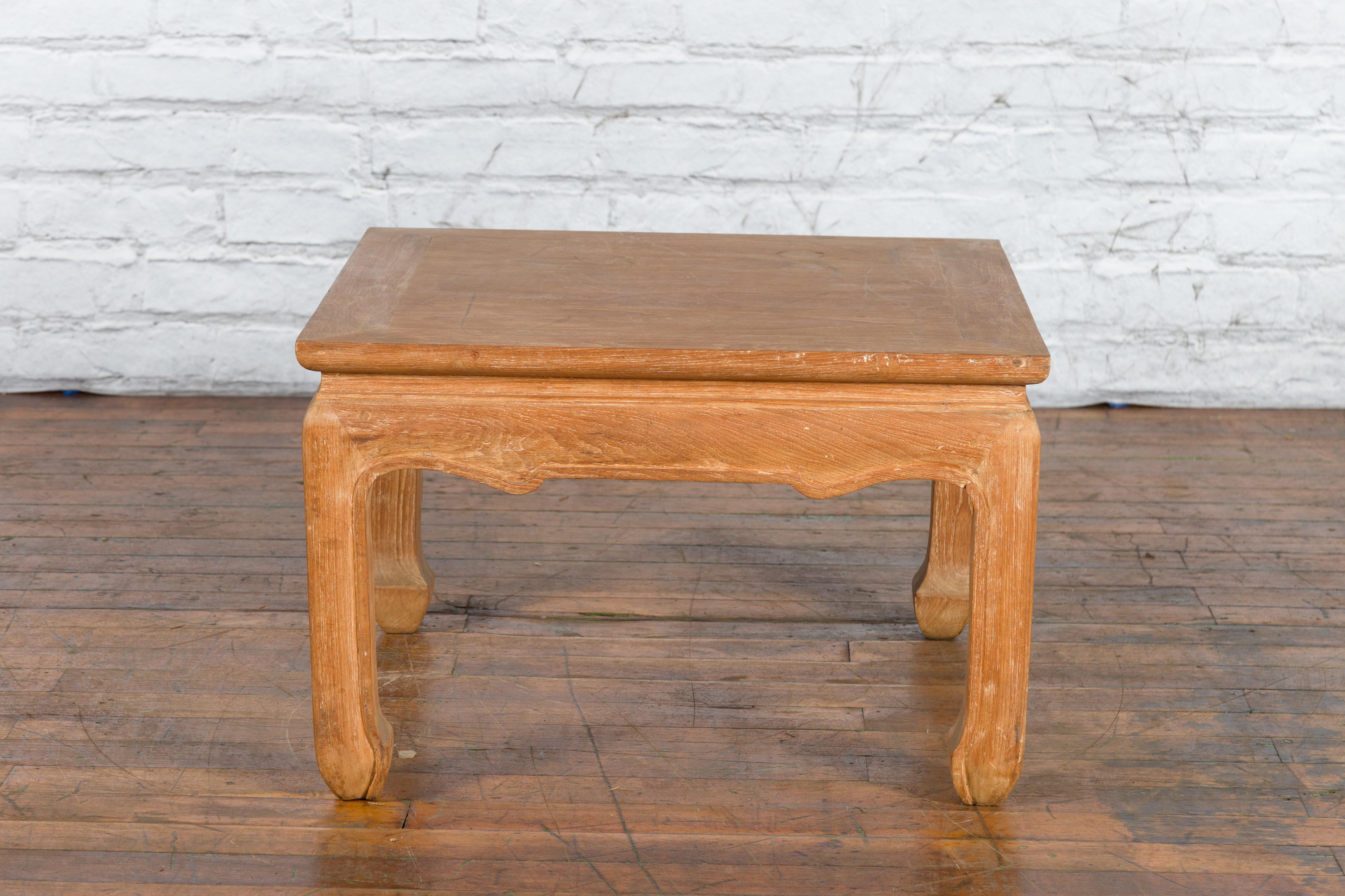 Vintage Thai Ming Style Low Drinks Table with Horsefoot Feet and Natural Patina For Sale 7