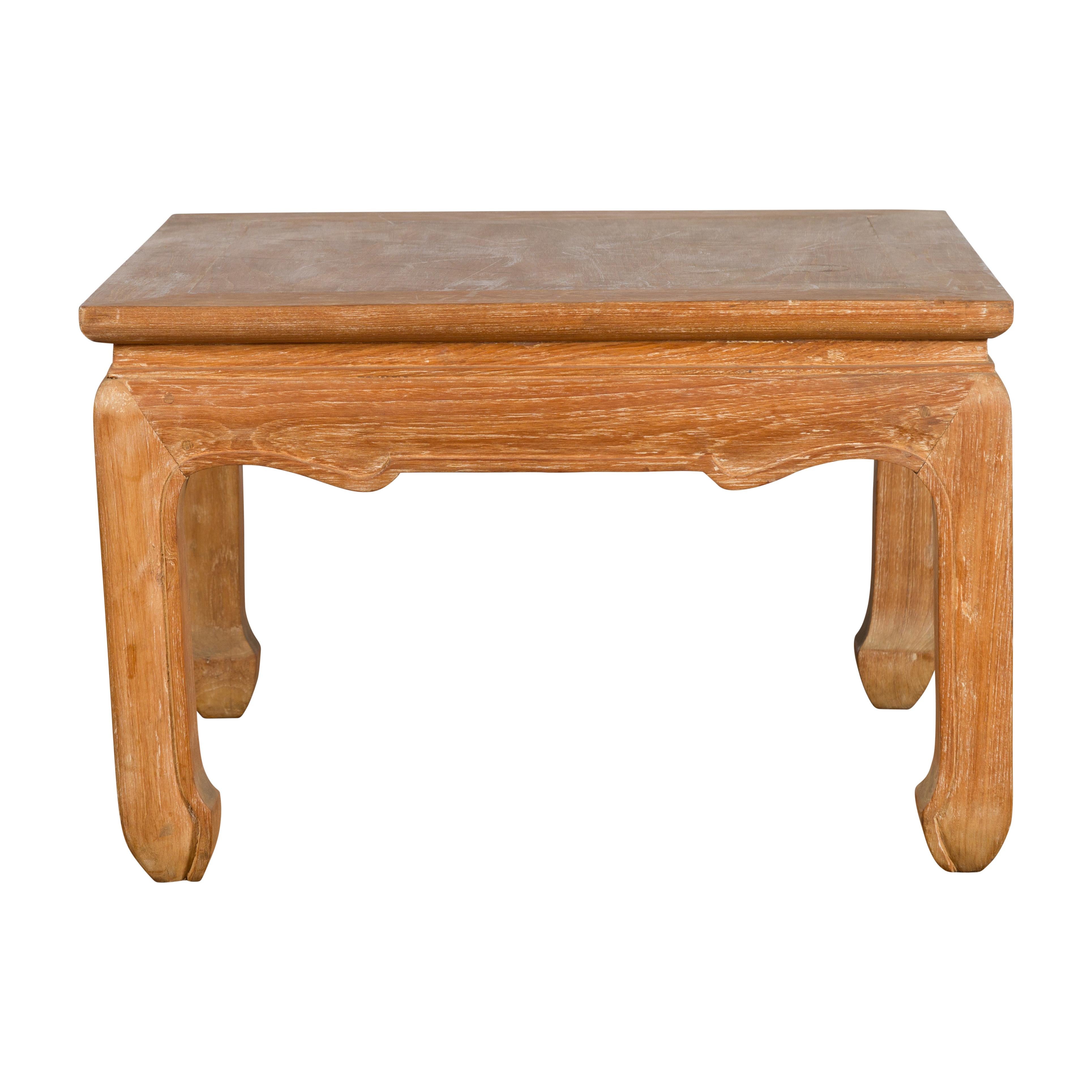Vintage Thai Ming Style Low Drinks Table with Horsefoot Feet and Natural Patina For Sale 10