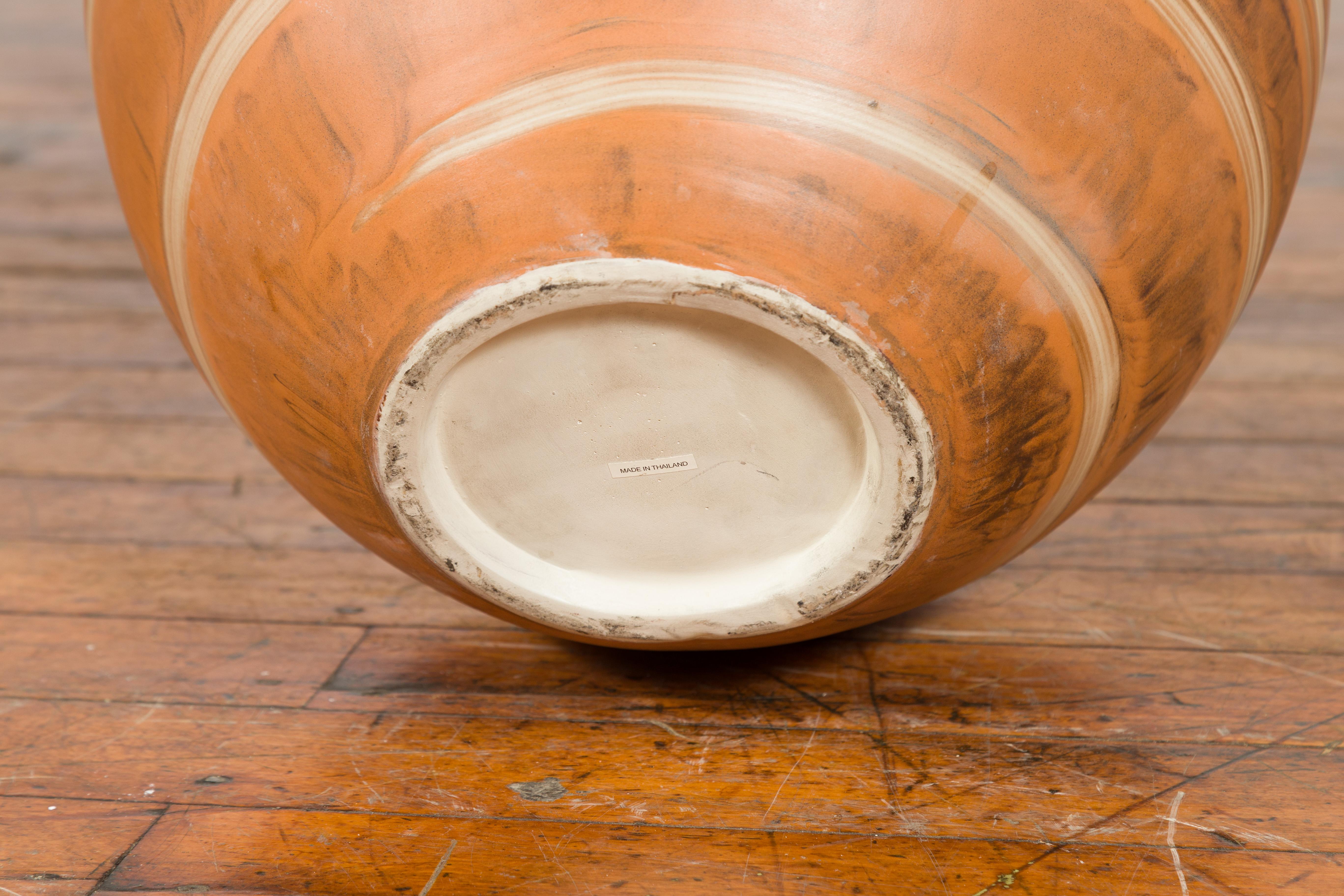Vaso in ceramica a righe con decori a spirale, Vintage in vendita 4