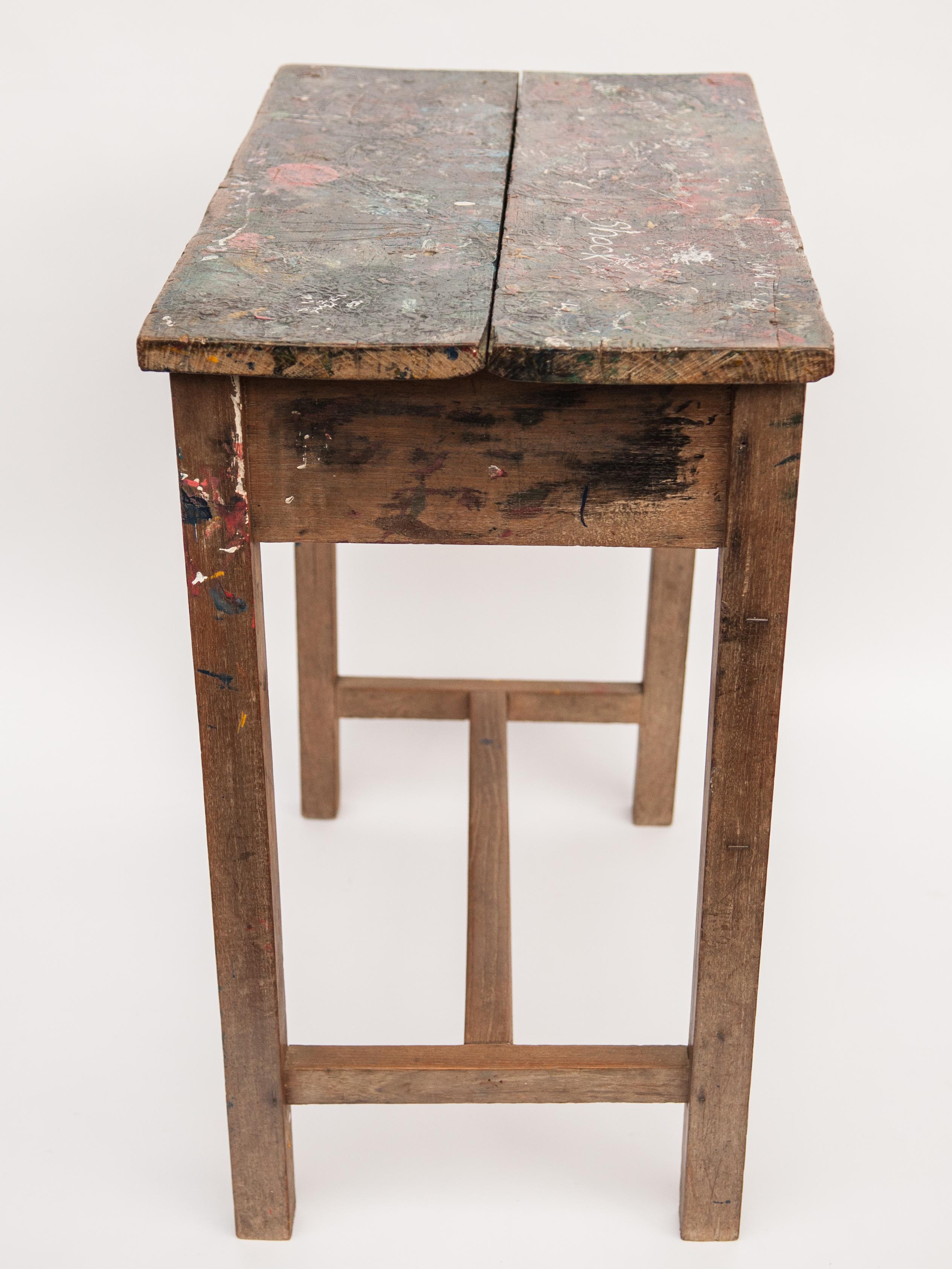 Vintage Thai School Desk with Painted Desktop, North Thailand, Mid-20th Century 6