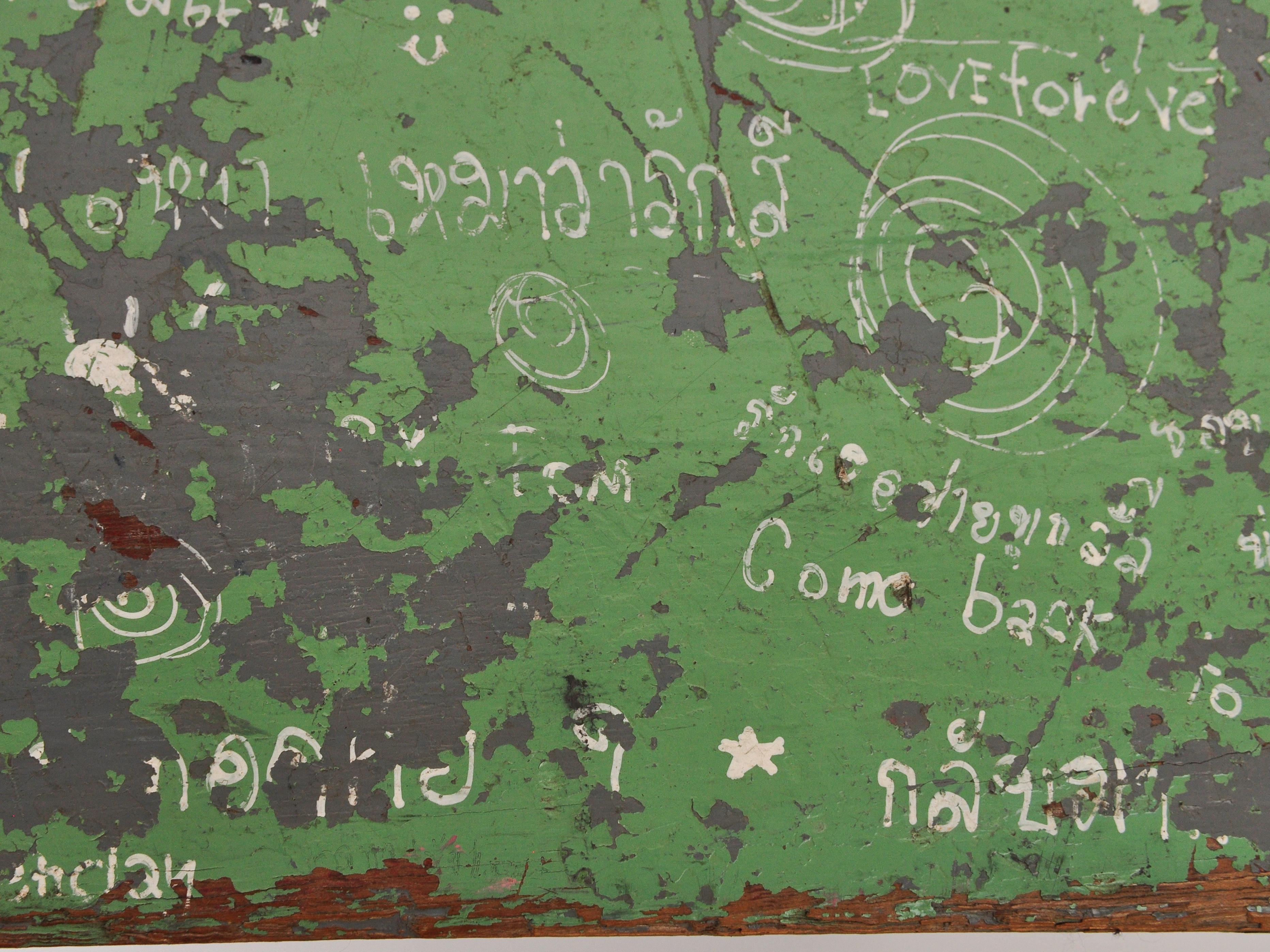 Vintage Thai School Desk with Painted Desktop, North Thailand, Mid-20th Century 2