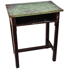 Vintage Thai School Desk with Painted Desktop, North Thailand, Mid-20th Century