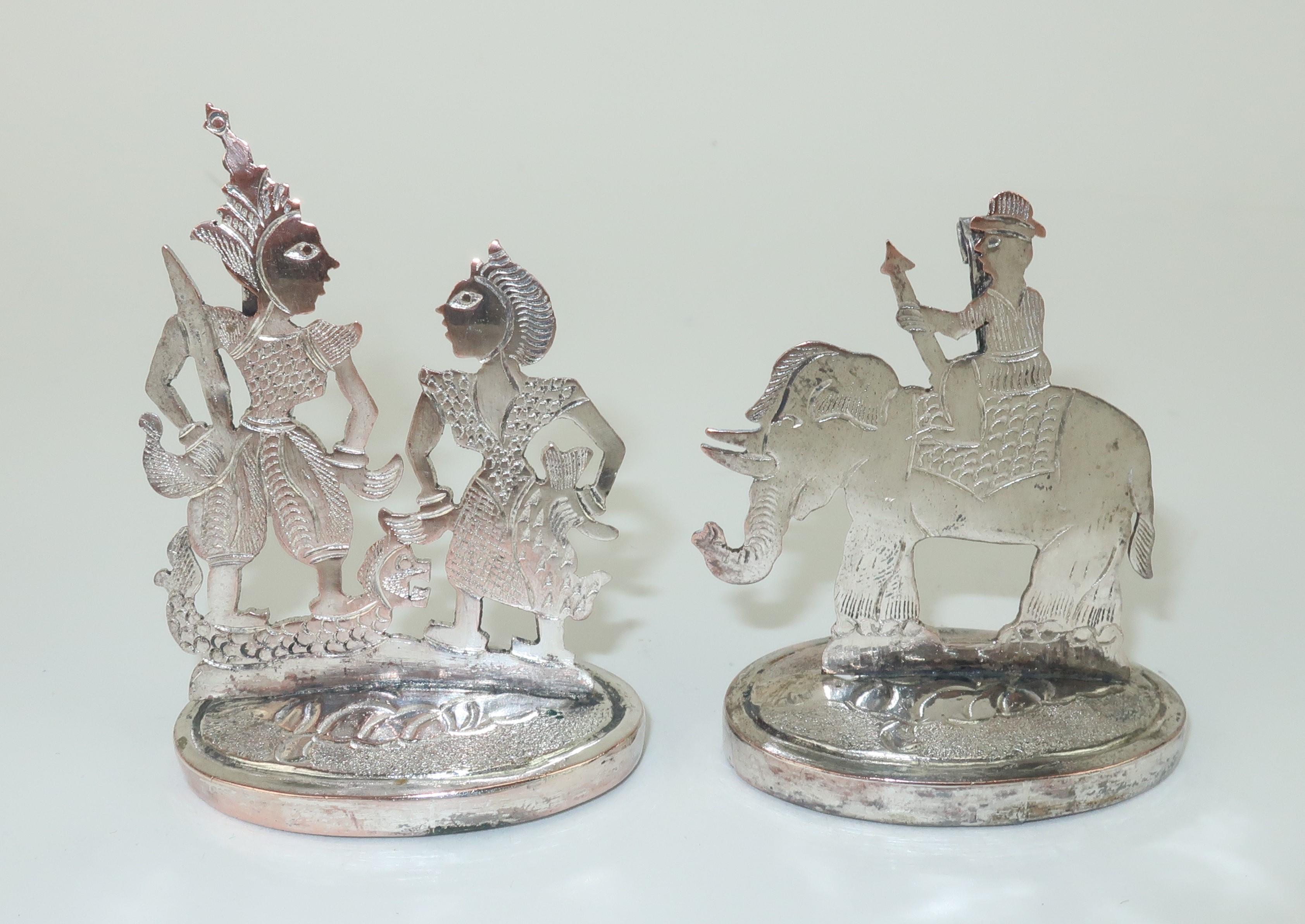 Artisan Vintage Thai Silver Place Card Holders, Set of 8