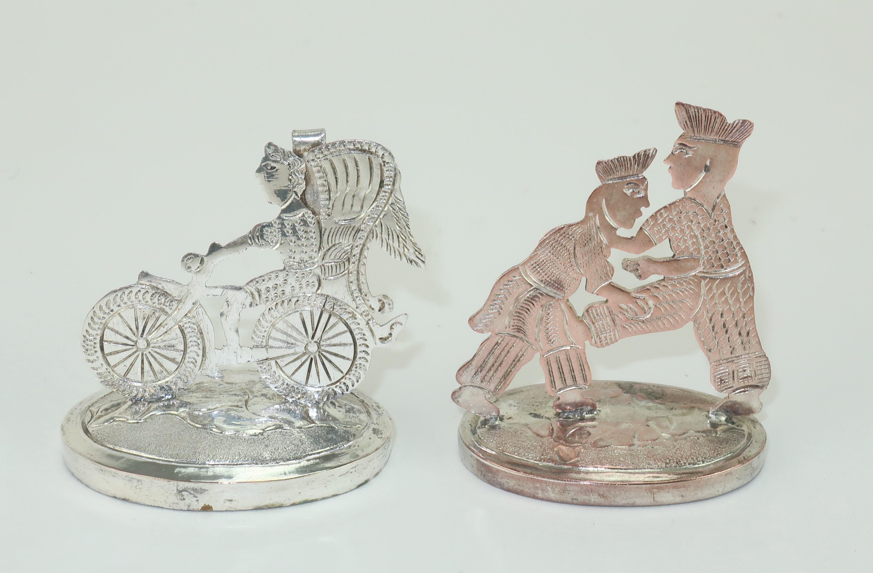 Women's or Men's Vintage Thai Silver Place Card Holders, Set of 8