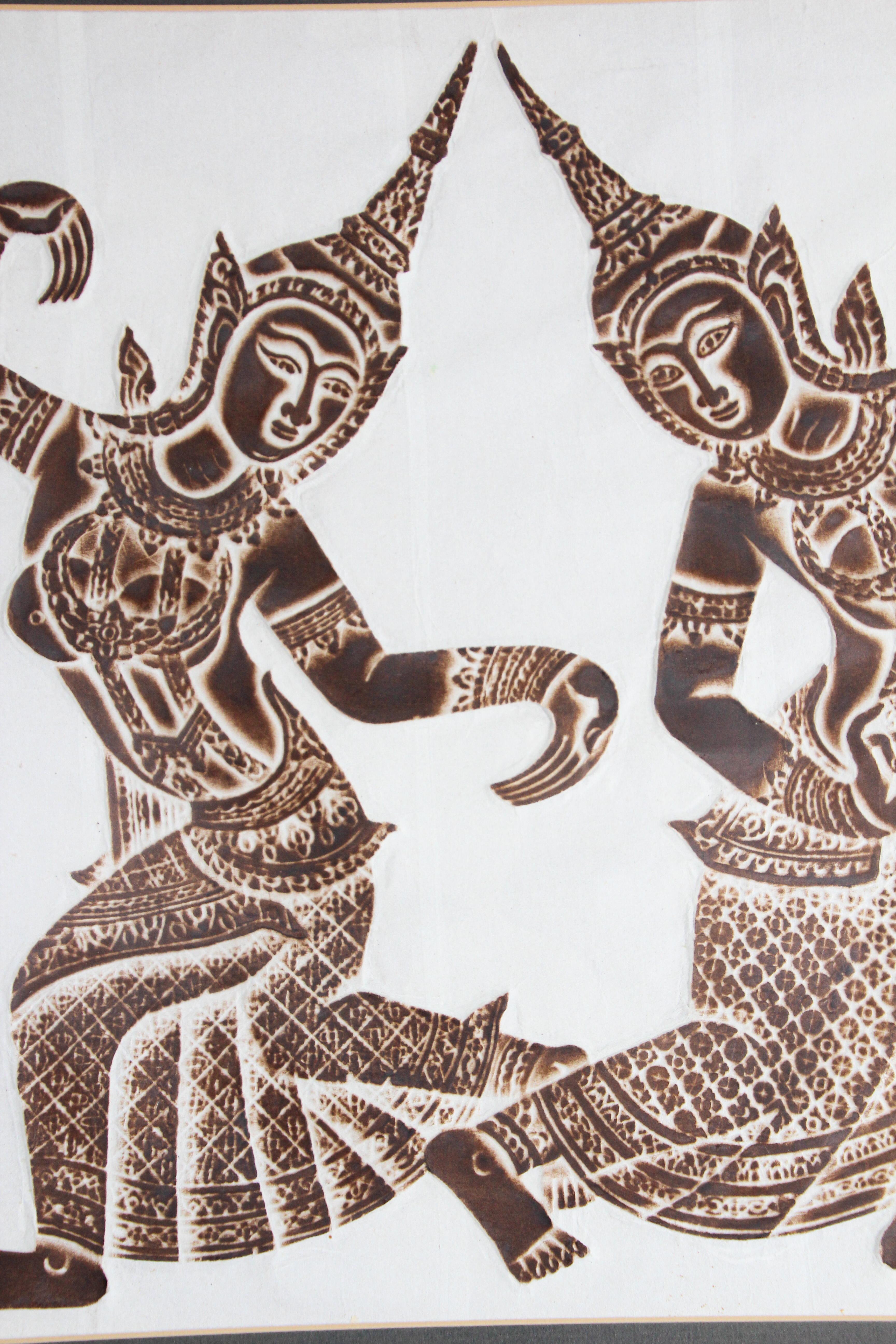 Thailändischer Tempel anthrazitfarbenes Würfelpapier auf Reispapier im Angebot 5