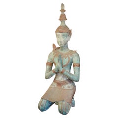 Vintage Thai Teppanom Large Kneeling Bronze Buddha Sculpture