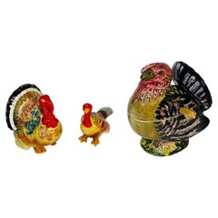 Vintage Thanksgiving Truthähne 3 Stück Keramik Set Italien Salz Pfefferstreuer