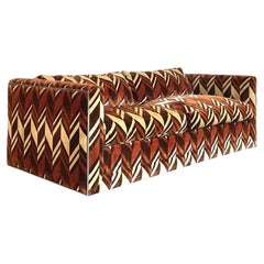 Vintage Thayer Coggin Chevron Velvet Sofa