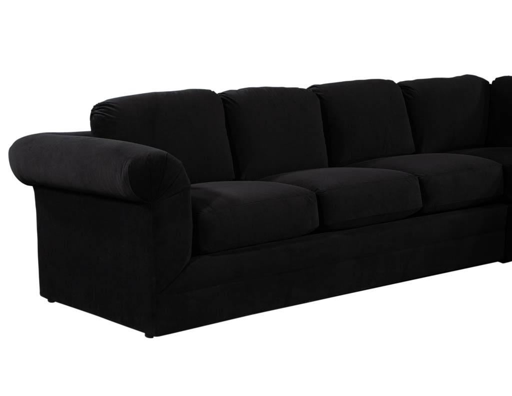 Vintage Thayer Coggin Directional Black Velvet Sectional Sofa For Sale 2